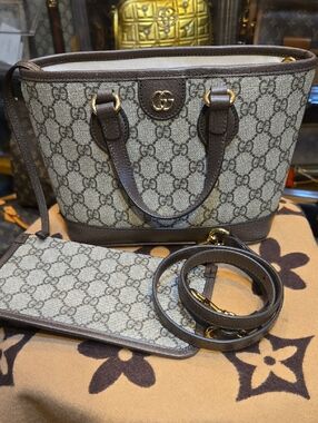 GUCCI Mini Tote 811716 213317 Bag GG Supreme Beige Brown Double G - COA Included